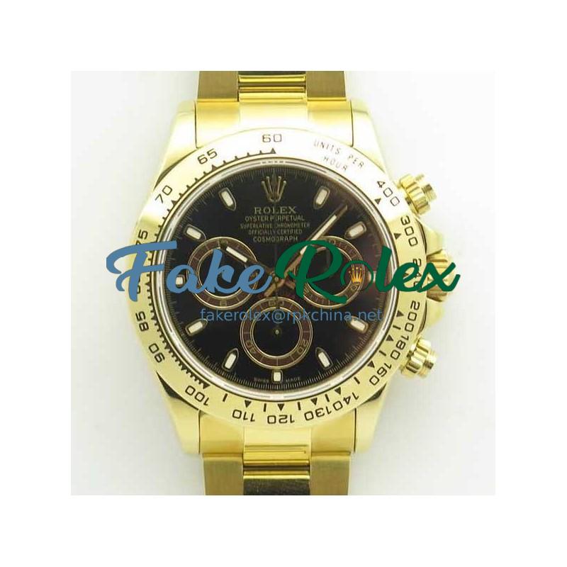 Replica Rolex Daytona Cosmograph 116508 BP Yellow Gold Black Dial Dial Swiss 4130 Run 6@SEC