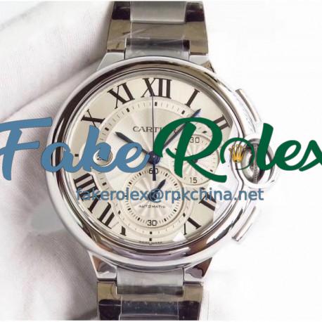 Replica Cartier Ballon Bleu Chronograph W6920076 ZF Stainless Steel Silver Dial Swiss 8101 MC