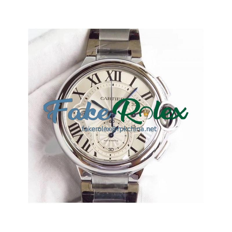 Replica Cartier Ballon Bleu Chronograph W6920076 ZF Stainless Steel Silver Dial Swiss 8101 MC