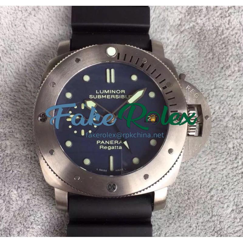 Replica Panerai Luminor Submersible GMT Regatta PAM371 ZF Titanium Black Dial Swiss P9001