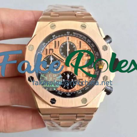 Replica Audemars Piguet Royal Oak Offshore 26470OR.OO.1000OR.01 JF V2 Rose Gold Gold Dial Swiss 3126