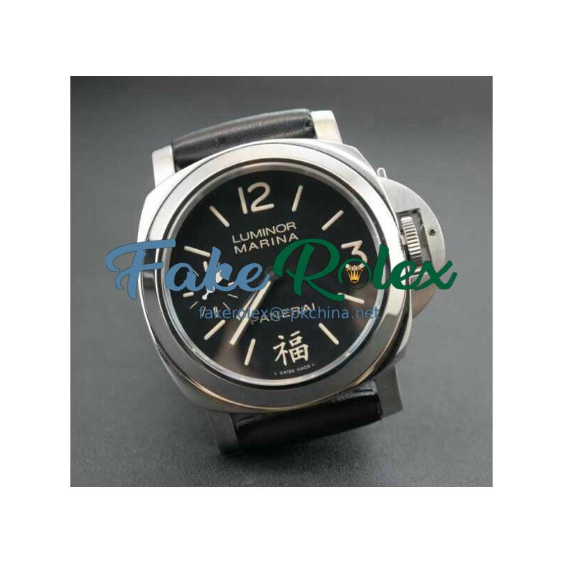 Replica Panerai Luminor Marina 福 Fu PA366 N Stainless Steel Black Dial Swiss 6497-2