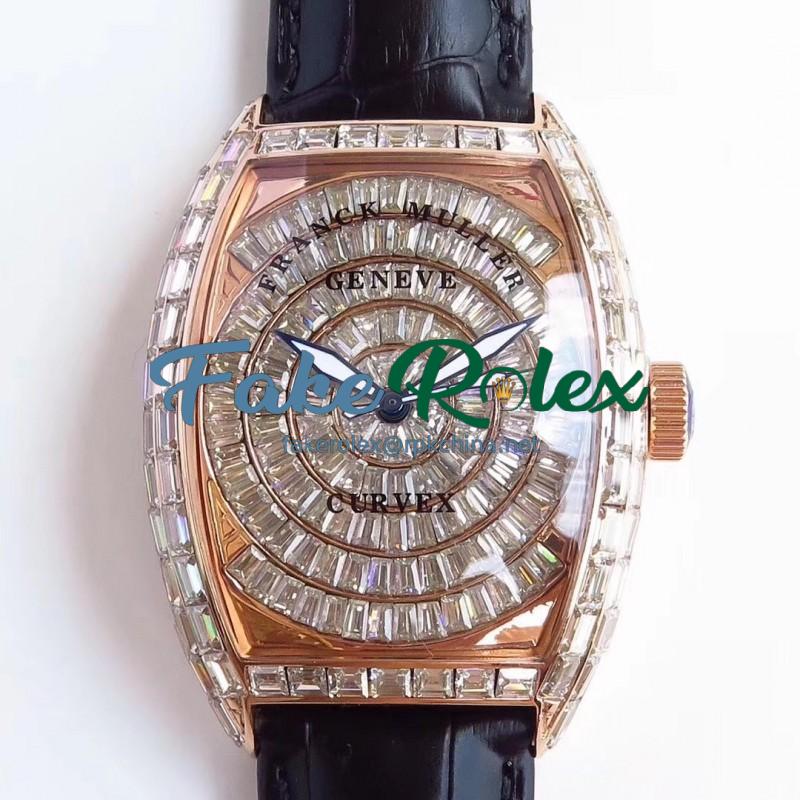 Replica Franck Muller Cintree Curvex 8880 CC AT D ABF Rose Gold & Diamonds Diamond Dial Swiss 2824-2