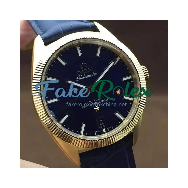 Replica Omega Constellation Globemaster 39MM Yellow Gold Blue Dial Swiss 8501