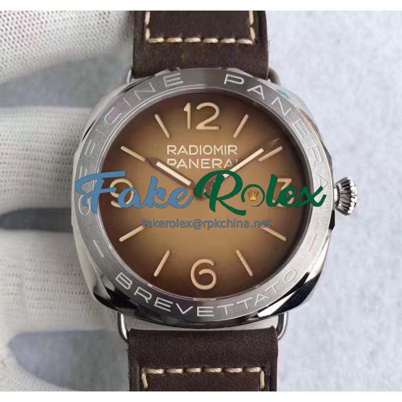 Replica Panerai Radiomir 3 Days Acciaio Brevettato PAM687 SF Stainless Steel Brown Dial Swiss P3000