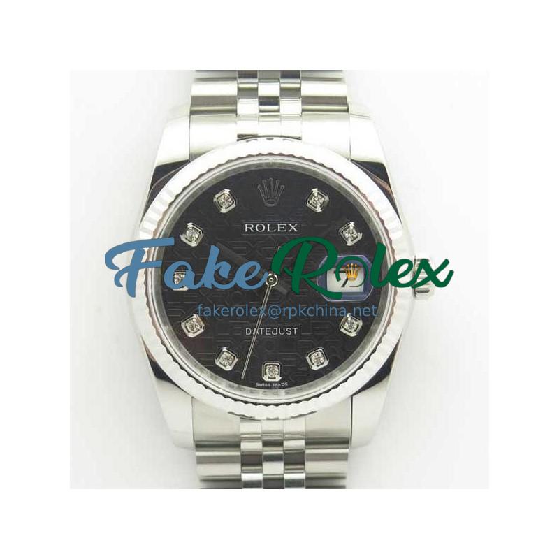 Replica Rolex Datejust 36MM 116234 DJ V2 Stainless Steel Black Anniversary Jubilee Dial Swiss 3135