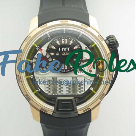 Replica HYT H1 Rose Gold 148-PG-22-GF-CR CY Rose Gold & PVD Black Dial M8215