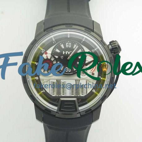 Replica HYT H1 Titanium Black DLC 148-DL-21-GF-RU CY PVD Black Dial M8215