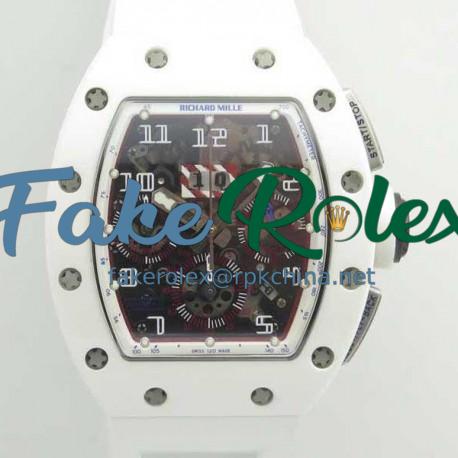 Replica Richard Mille RM011-FM Felipe Massa Flyback Dubai Chronograph KV White Ceramic White Skeleton Dial Swiss 7750