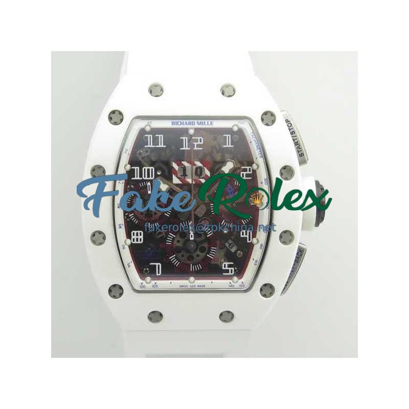 Replica Richard Mille RM011-FM Felipe Massa Flyback Dubai Chronograph KV White Ceramic White Skeleton Dial Swiss 7750