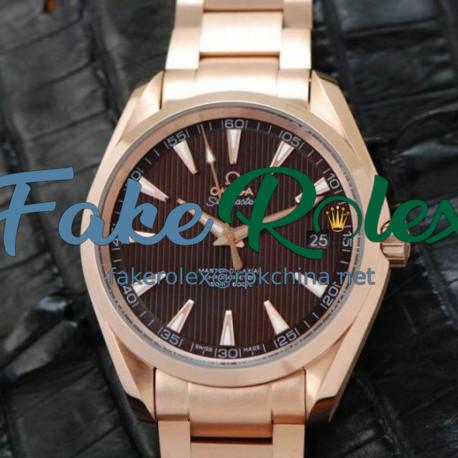 Replica Omega Aqua Terra 41MM Rose Gold Brown Dial Swiss 8501