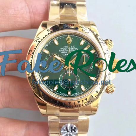 Replica Rolex Daytona Cosmograph 116508 AR Stainless Steel 904L With 18K Yellow Gold Wrapped Green Dial Swiss 4130 Run 6@SEC