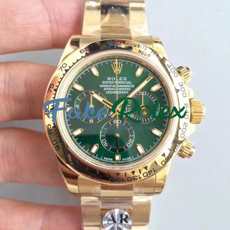 Replica Rolex Daytona Cosmograph 116508 AR Stainless Steel 904L With 18K Yellow Gold Wrapped Green Dial Swiss 4130 Run 6@SEC