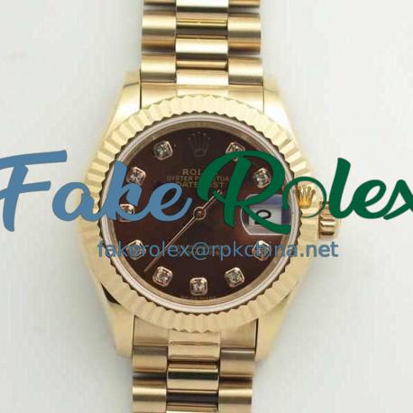 Replica Rolex Lady Datejust 28 279165 28MM BP Rose Gold Chocolate Dial Swiss 2671