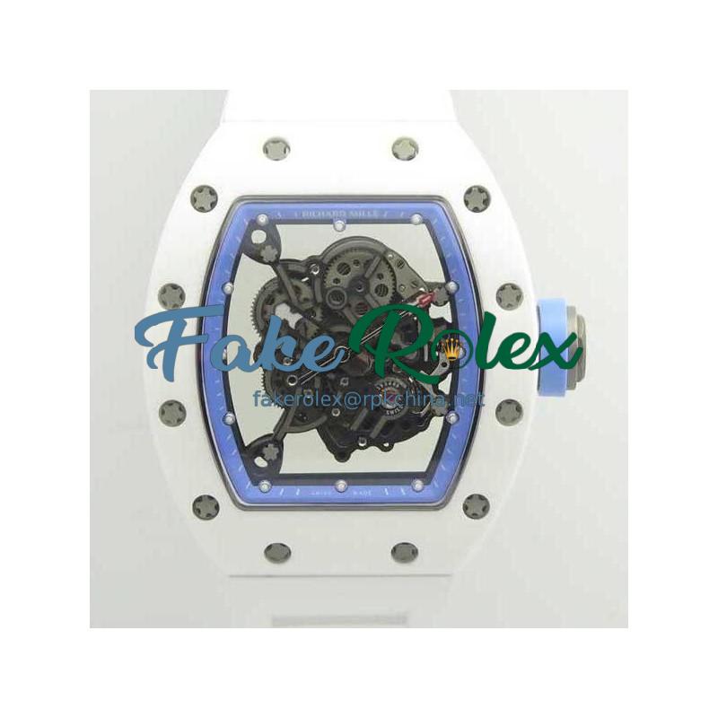 Replica Richard Mille RM055 KV V2 White Ceramic Blue Skeleton Dial M8215