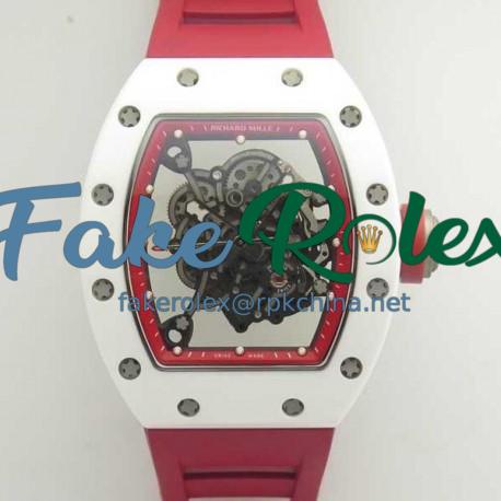 Replica Richard Mille RM055 KV V2 White Ceramic Red Skeleton Dial M8215