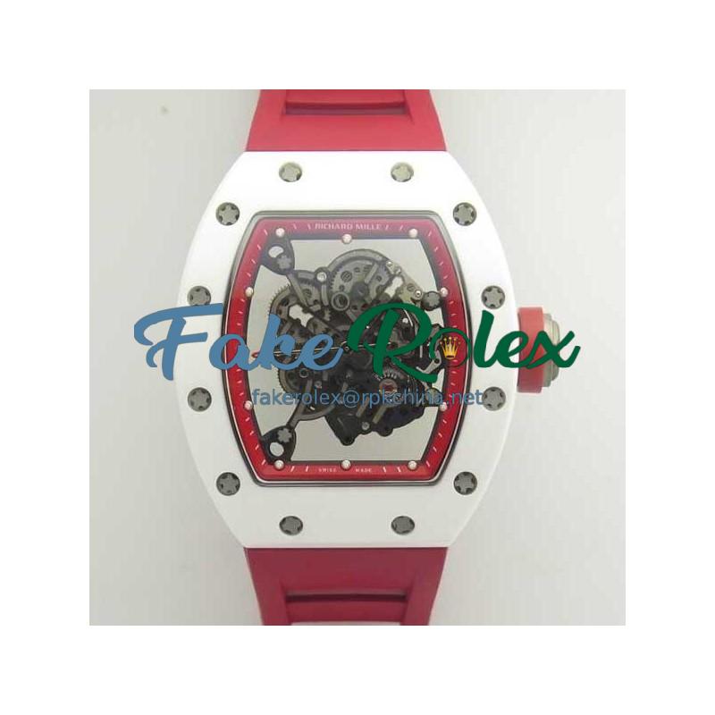 Replica Richard Mille RM055 KV V2 White Ceramic Red Skeleton Dial M8215