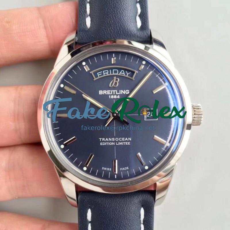 Replica Breitling Transocean Day & Date A453109T/C921/731P V7 Stainless Steel Blue Dial Swiis 2836-2