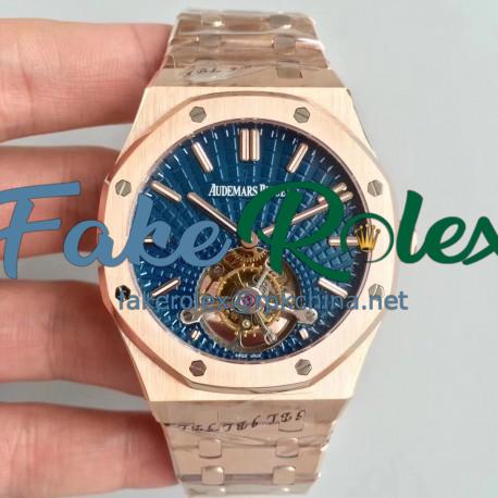 Replica Audemars Piguet Royal Oak Tourbillon Extra Thin 26522 R8 Rose Gold Blue Dial Swiss 2924