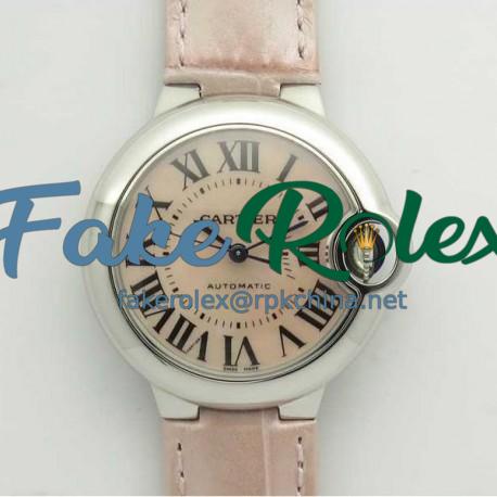 Replica Ballon Bleu De Cartier Ladies 33MM WSBB0002 V6 Stainless Steel Pink Mother Of Pearl Dial Seiko NH05A