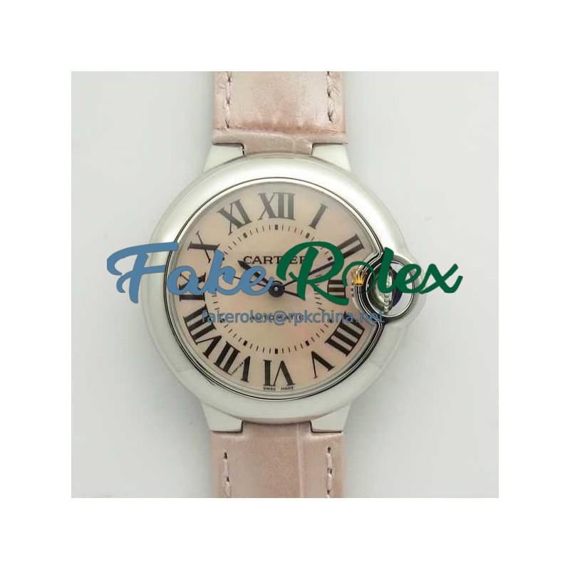 Replica Ballon Bleu De Cartier Ladies 33MM WSBB0002 V6 Stainless Steel Pink Mother Of Pearl Dial Seiko NH05A