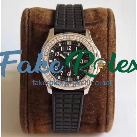 Replica Patek Philippe Aquanaut Luce Ladies 5067A-001 N Stainless Steel & Diamonds Black Dial Swiss 324SC