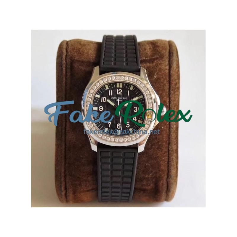 Replica Patek Philippe Aquanaut Luce Ladies 5067A-001 N Stainless Steel & Diamonds Black Dial Swiss 324SC