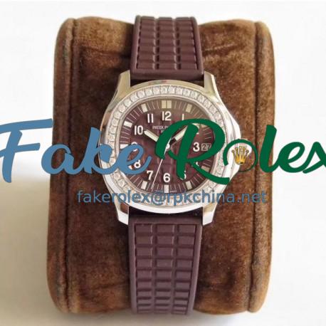 Replica Patek Philippe Aquanaut Luce Ladies 5067A-023 N Stainless Steel & Diamonds Chocolate Dial Swiss 324SC