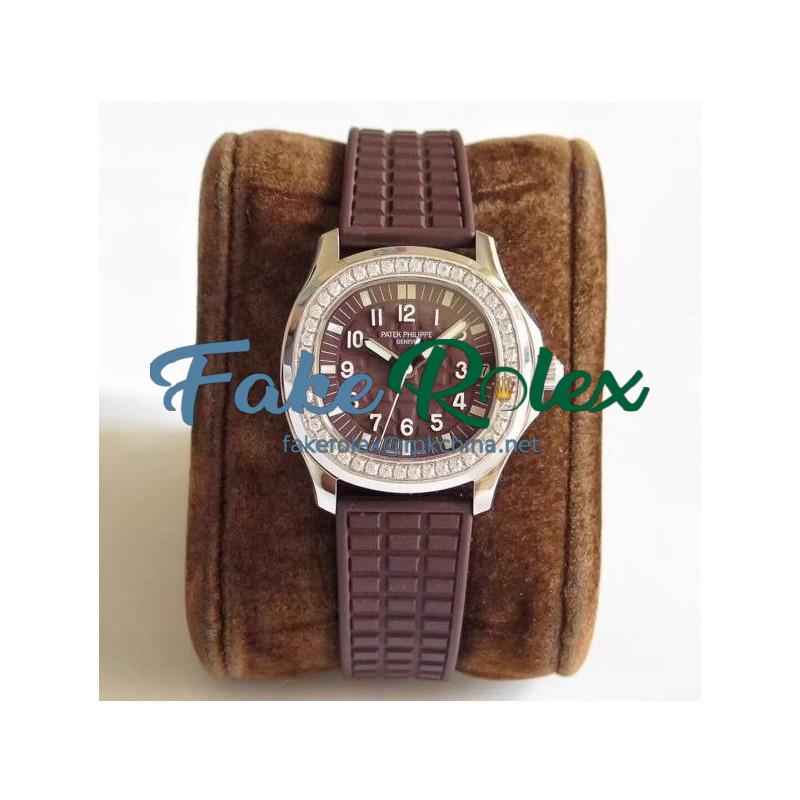 Replica Patek Philippe Aquanaut Luce Ladies 5067A-023 N Stainless Steel & Diamonds Chocolate Dial Swiss 324SC