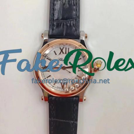 Replica Chopard Happy Sport 36MM Automatic 278559-6008 N Stainless Steel & Rose Gold Silver & Diamond Dial Swiss 2892