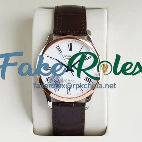 Replica Longines Record L2.821.4.11.2 AF Stainless Steel & Rose Gold White Dial Swiss L888.4