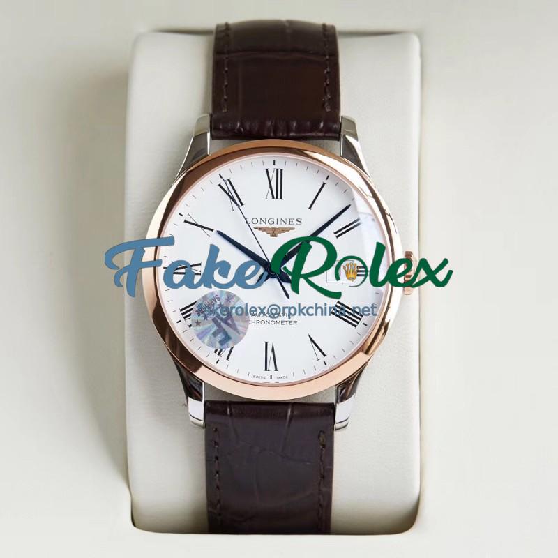 Replica Longines Record L2.821.4.11.2 AF Stainless Steel & Rose Gold White Dial Swiss L888.4