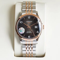 Replica Longines Record L2.821.4.56.6 AF Stainless Steel & Rose Gold Black Dial Swiss L888.4