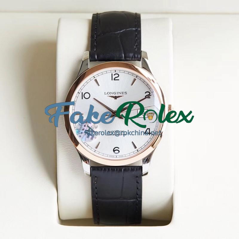 Replica Longines Record L2.821.4.76.2 AF Stainless Steel & Rose Gold Silver Dial Swiss L888.4