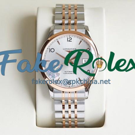 Replica Longines Record L2.821.4.76.6 AF Stainless Steel & Rose Gold Silver Dial Swiss L888.4