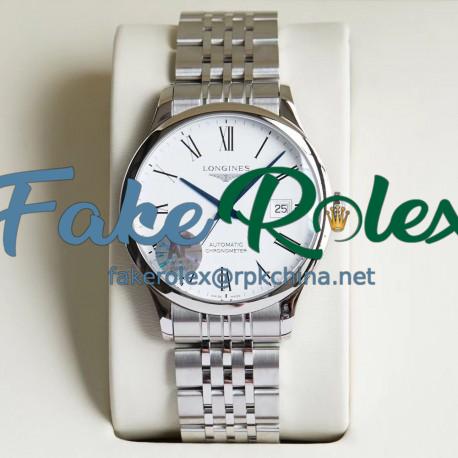 Replica Longines Record L2.821.4.11.6 AF Stainless Stee White Dial Swiss L888.4