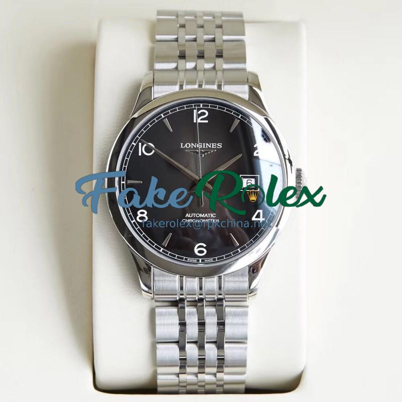 Replica Longines Record L2.820.4.56.6 AF Stainless Steel Black Dial Swiss L888.4