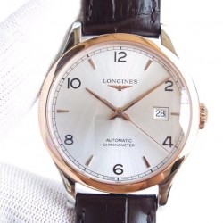 Replica Longines Record L2.821.4.76.2 AF Stainless Steel & Rose Gold Silver Dial Swiss L888.4