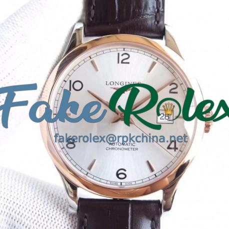 Replica Longines Record L2.821.4.76.2 AF Stainless Steel & Rose Gold Silver Dial Swiss L888.4