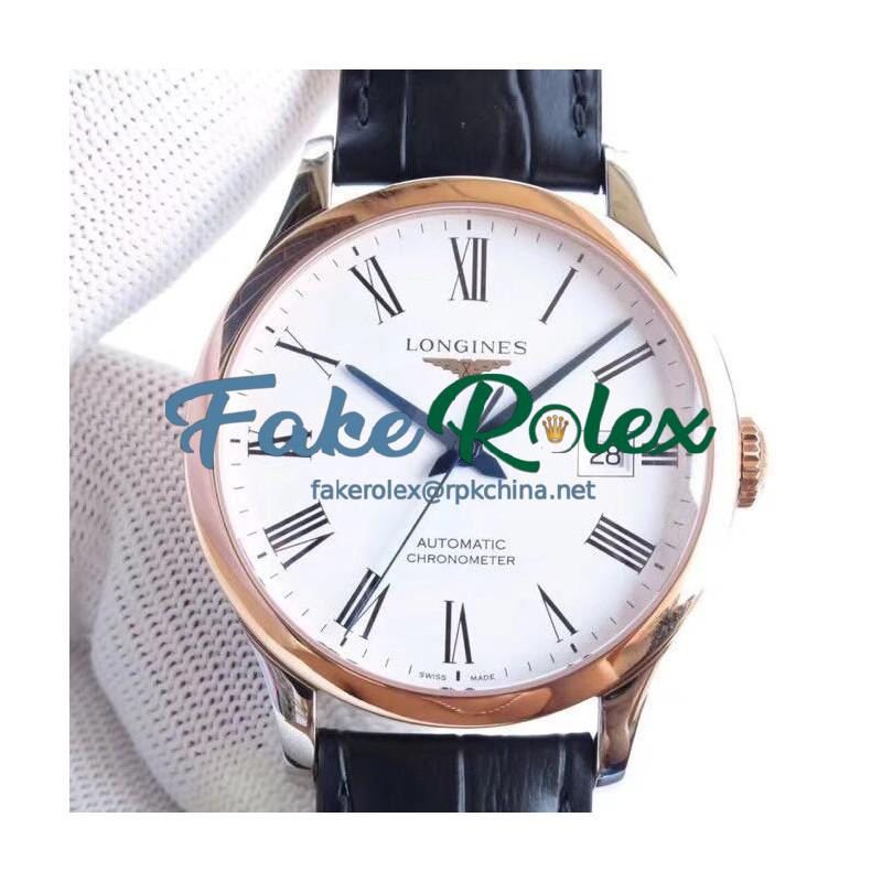 Replica Longines Record L2.821.4.11.2 AF Stainless Steel & Rose Gold White Dial Swiss L888.4