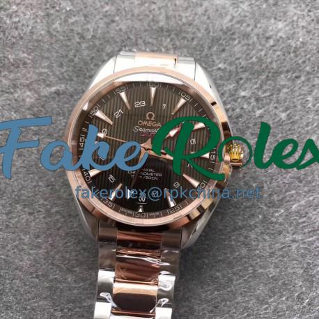 Replica Omega Seamaster Aqua Terra 150M GMT 43MM 231.20.43.22.06.003 VS Stainless Steel & Rose Gold Brown Dial Swiss 8605