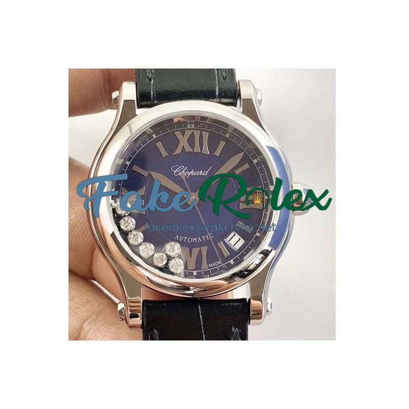 Replica Chopard Happy Sport 36MM Automatic 278559-3008 N Stainless Steel Blue & Diamond Dial Swiss 2892