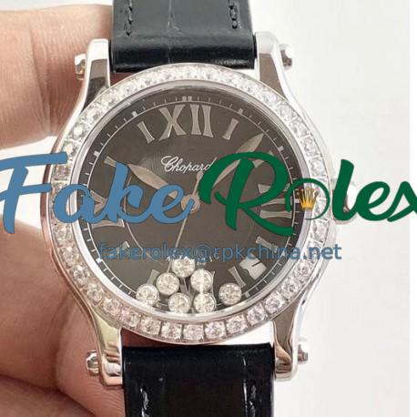 Replica Chopard Happy Sport 36MM Automatic 278475-3048 N Stainless Steel & Diamond Black & Diamond Dial Swiss 2892