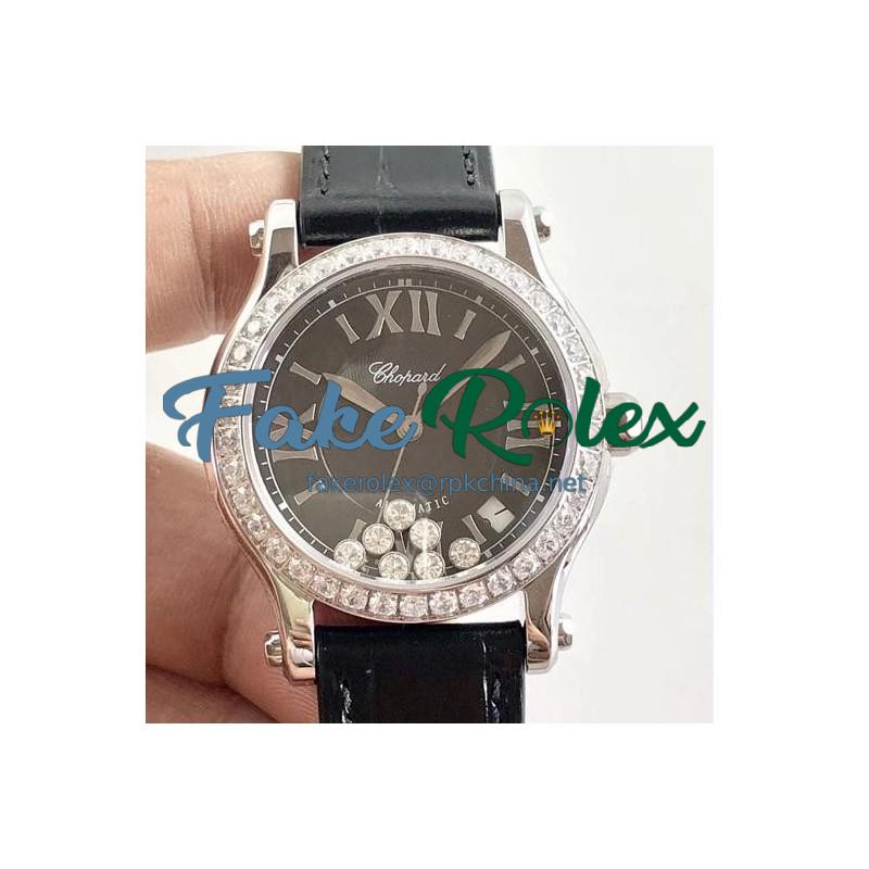 Replica Chopard Happy Sport 36MM Automatic 278475-3048 N Stainless Steel & Diamond Black & Diamond Dial Swiss 2892