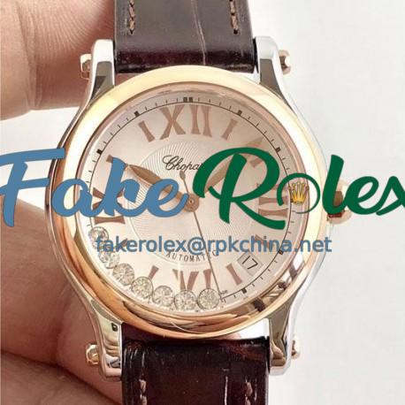 Replica Chopard Happy Sport 36MM Automatic 278559-6001 N Stainless Steel & Rose Gold Silver & Diamond Dial Swiss 2892