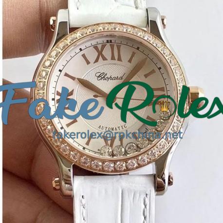 Replica Chopard Happy Sport 36MM Automatic 278582-6003 N Stainless Steel & Diamond Silver & Diamond Dial Swiss 2892