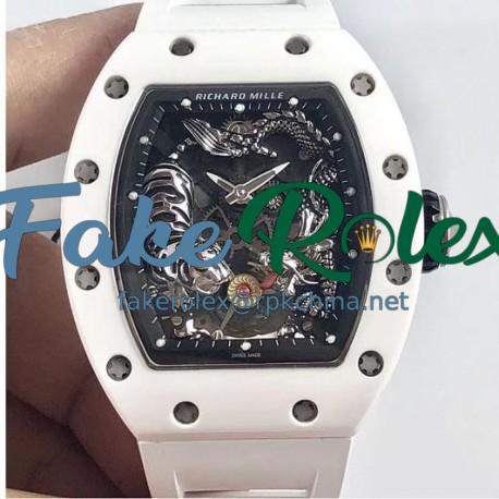 Replica Richard Mille RM051-01 Tiger & Dragon KV White Ceramic Skeleton Dial M8215