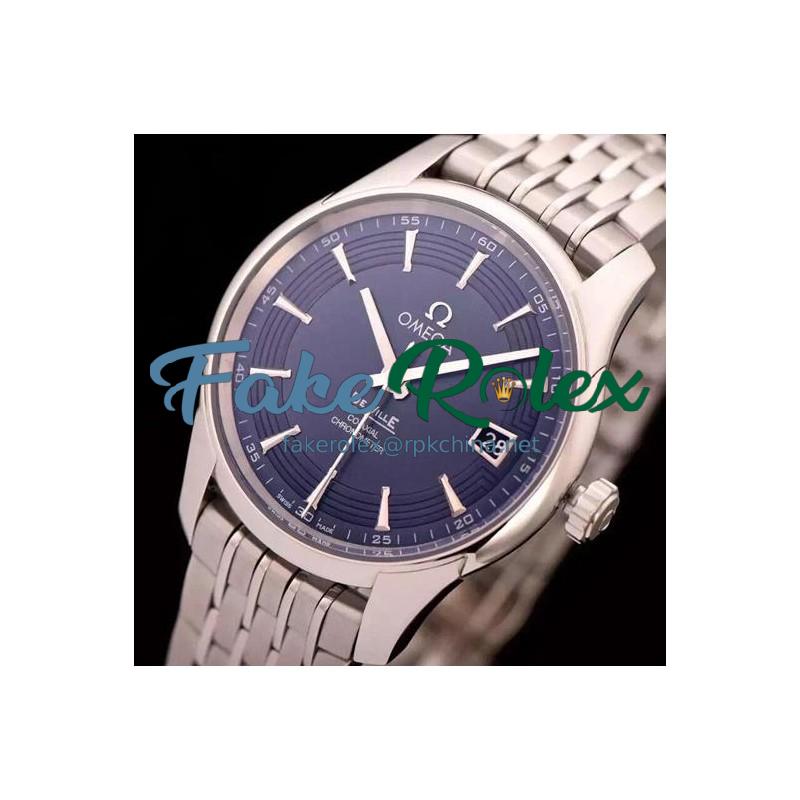 Replica Omega De Ville 41MM Stainless Steel Blue Dial Swiss 8500