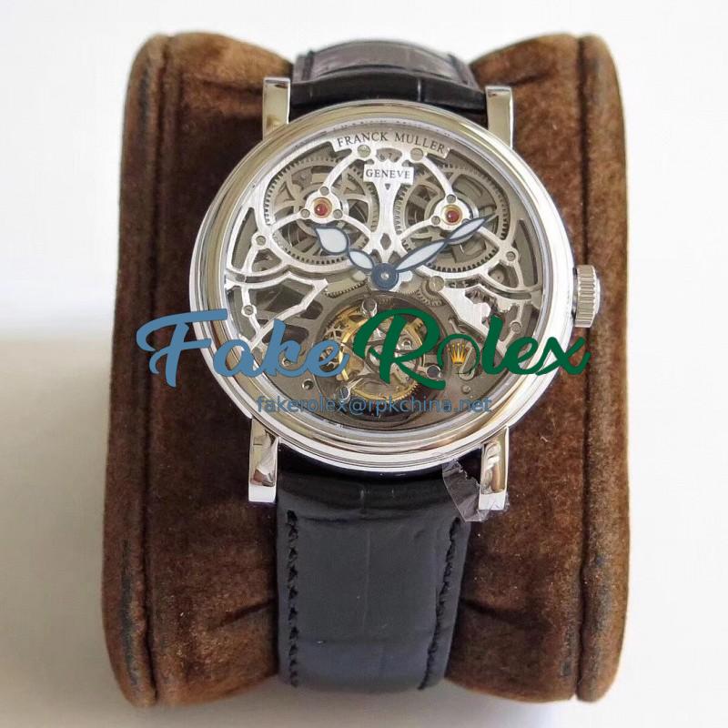 Replica Franck Muller Giga Tourbillon 7048 T G SQT BR TW Stainless Steel Silver Skeleton Dial Swiss Tourbillon