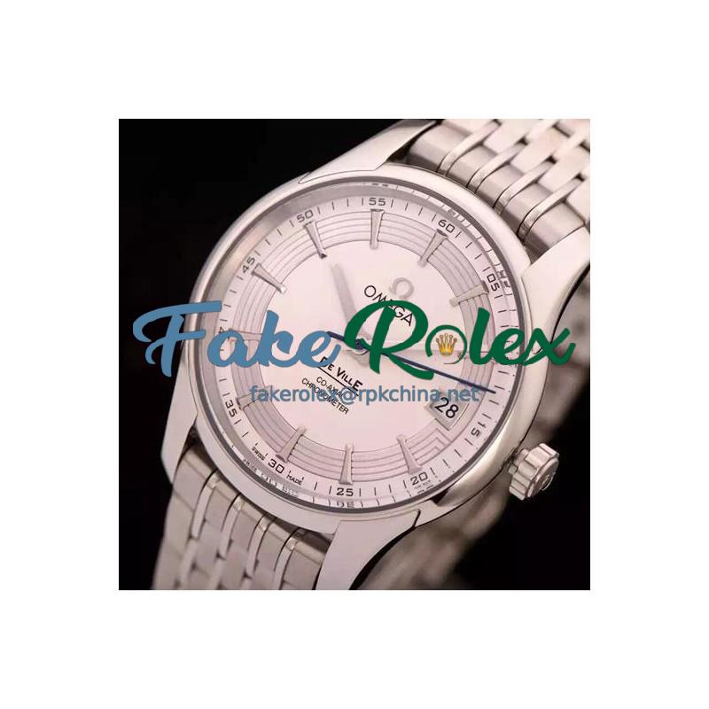 Replica Omega De Ville 41MM Stainless Steel White Dial Swiss 8500